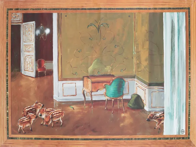 ERNST BILLGREN. Besök hemma, screentryck på duk, ur Ikeas Art Event-serie, Premiär, 835/1000.