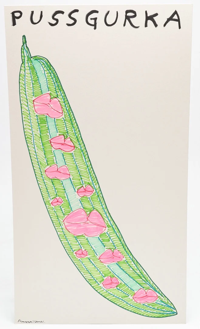 MARTIN MÖLDENER. "Pussgurka", tusch på passepartout, signerad. — Drawings — Gomér & Andersson Linköping