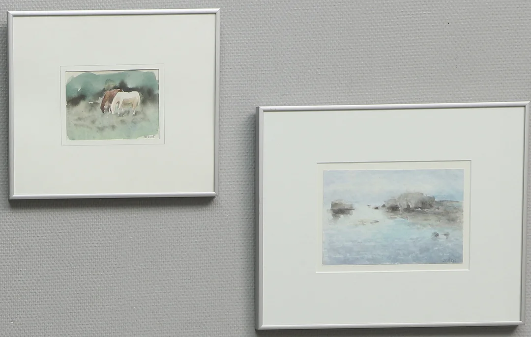 OSCAR CH WICKSTRÖM. Akvareller, 2 st, hästar samt kustlandskap, signerade. — Paintings — Ekenbergs Auktioner