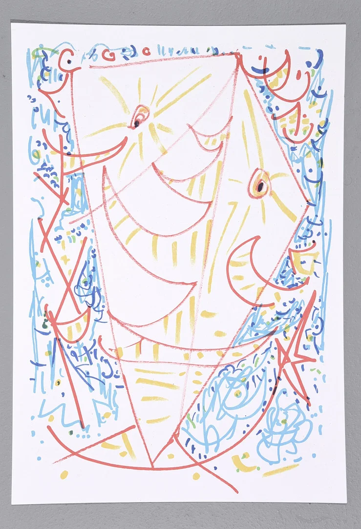 EGILL JACOBSEN (1910-1998). "Glad Maskefigur", litografi. — Engravings & Prints — Bidstrup Auktioner