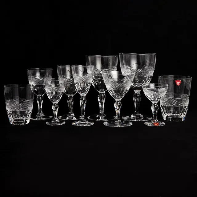 EDWARD HALD. Glasservis, 163 delar, "Rio", Orrefors, slipat klarglas.