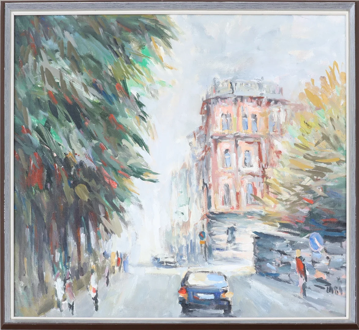 LEIF AHNLUND. olja på duk,"Karlavägen Sthlm", signerad samt daterad -1989. — Paintings — Södermanlands Auktionsverk