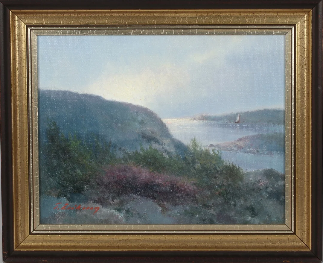 TAGE ERIKSSON. "Kustbild-Hönö", olja på duk, signerad. — Paintings — Stadsauktion Sundsvall