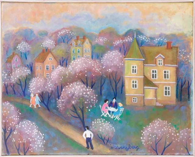 JÖRAN NYBERG. "Vårblomning", oljemålning på duk, signerad jörannyberg.