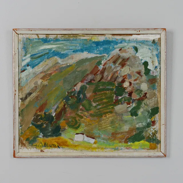 GUNNAR ALLVAR. "Rhodos", olja på duk, signerad.