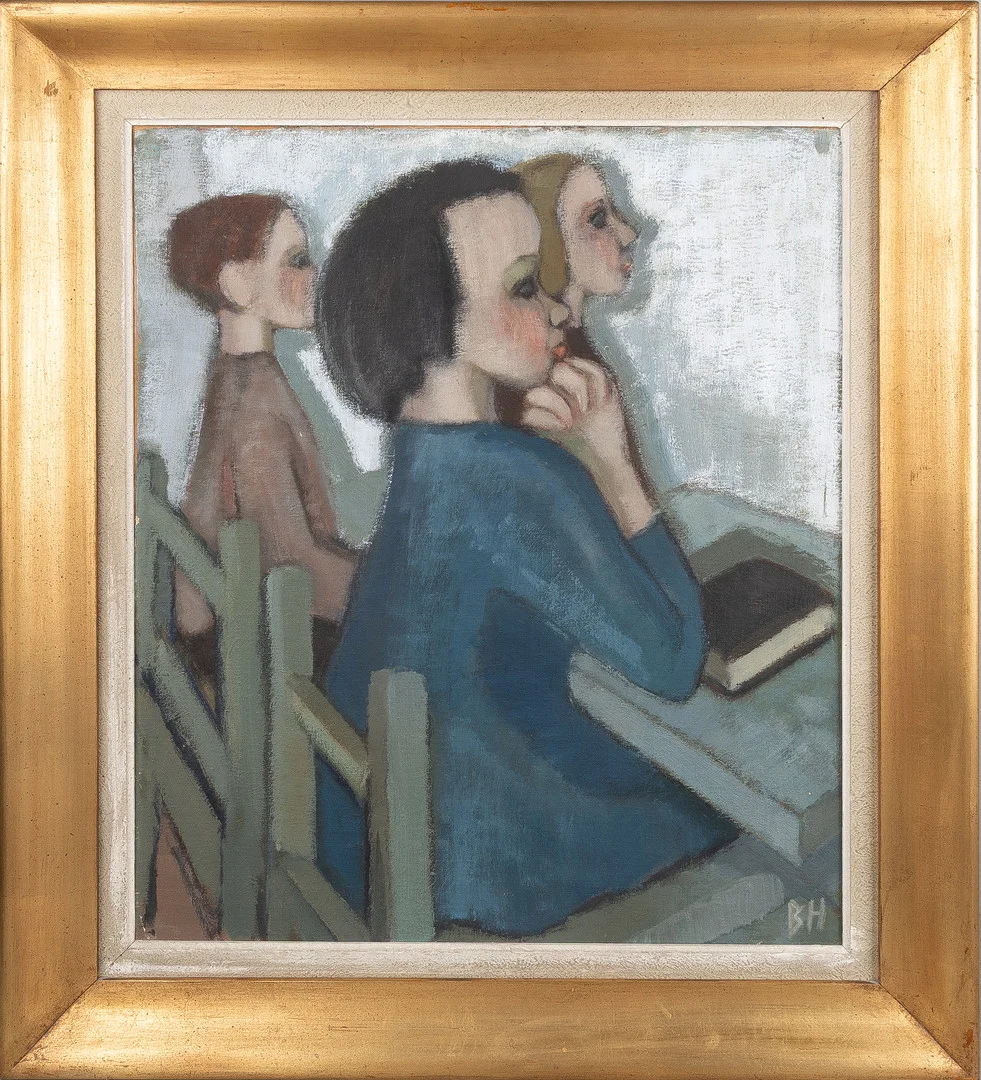 BERTA HANSSON. "Små lyssnare", olja på pannå, monogramsignerad BH. — Paintings — Stockholms Auktionsverk Helsingborg