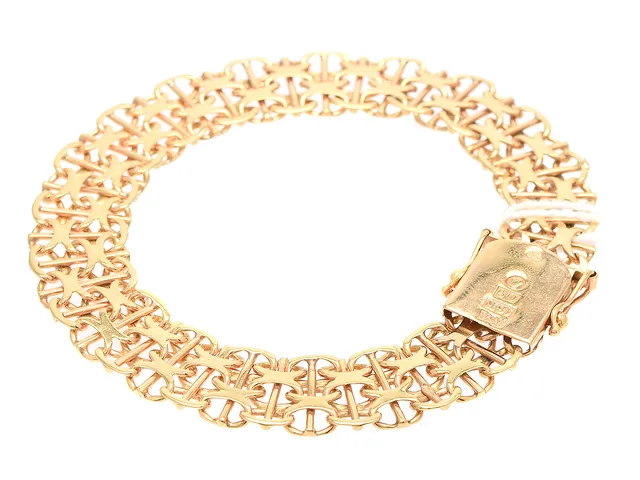 ARMBAND, 18K, X-länk med stav, 19,5cm, kistlås, 19,2g