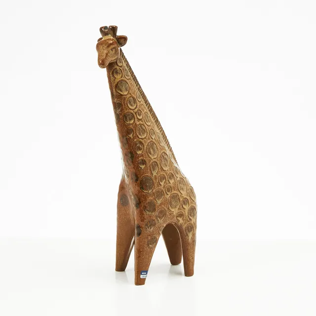 LISA LARSON. "Giraff", figurin, ur serien "Stora Zoo", Gustavsberg, glaserat stengods, etikettmärkt.