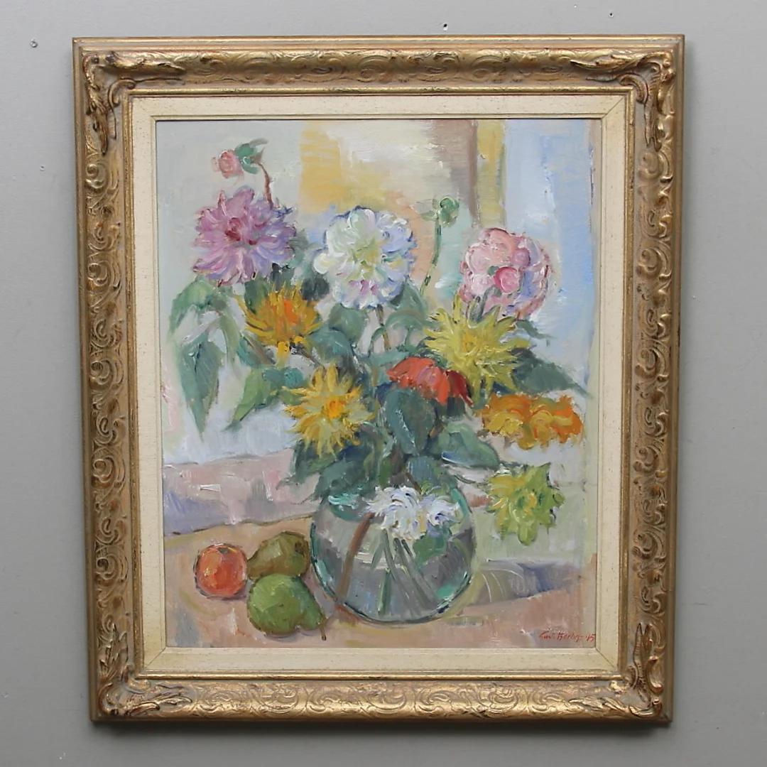 GUSTAV BERLIN. Olja på pannå, signerad och daterad -45. — Paintings — Gomér & Andersson Linköping