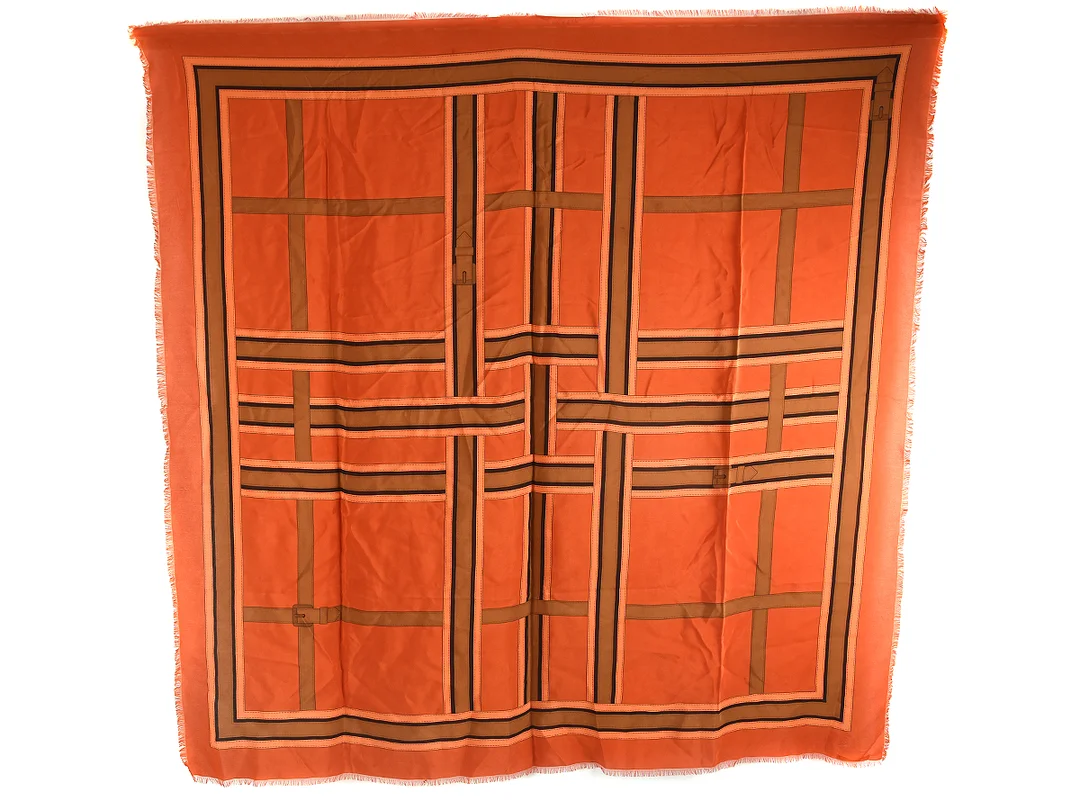 SCARF, BURBERRY, 100% siden, 115x11x5cm, orange, någon fläck. — Accessoarer/Scarves — Kaplans