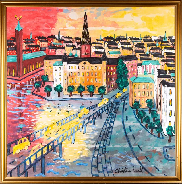CHRISTINA KNALL. Akryl på duk, "Riddarholmen".