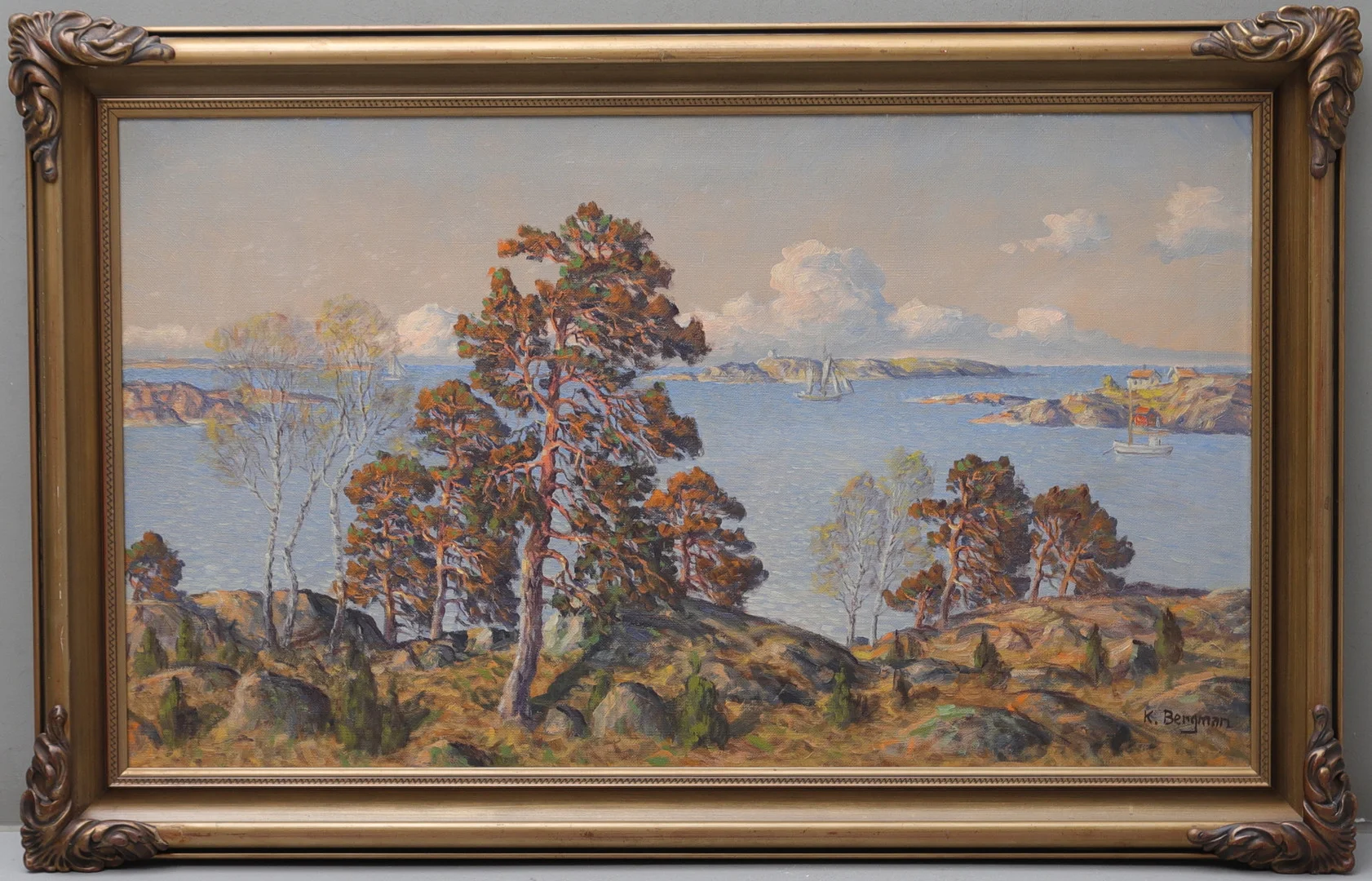KARL BERGMAN. olja på duk, skärgårdsmotiv, signerad. — Paintings — Gomér & Andersson Norrköping