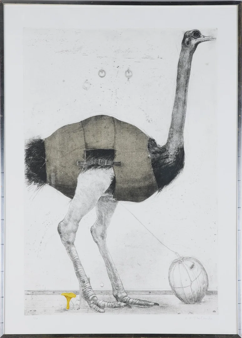 PER GUNNAR THELANDER. Struts, färgetsning, signerad PG Thelander, 56/80. — Engravings & Prints — Stockholms Auktionsverk Magasin 5
