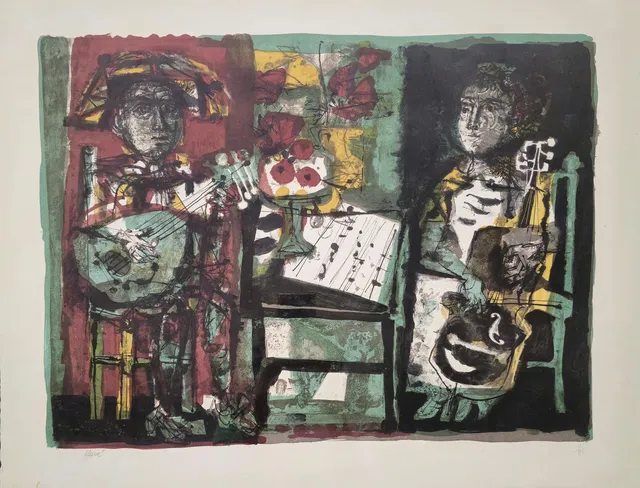 ANTONI CLAVÉ (1913-2005). "Les musiciens".