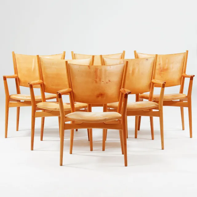 HANS J. WEGNER, karmstolar, 6 stycken, pp240/Conference chair, för PP Møbler, Danmark, formgiven 1990.