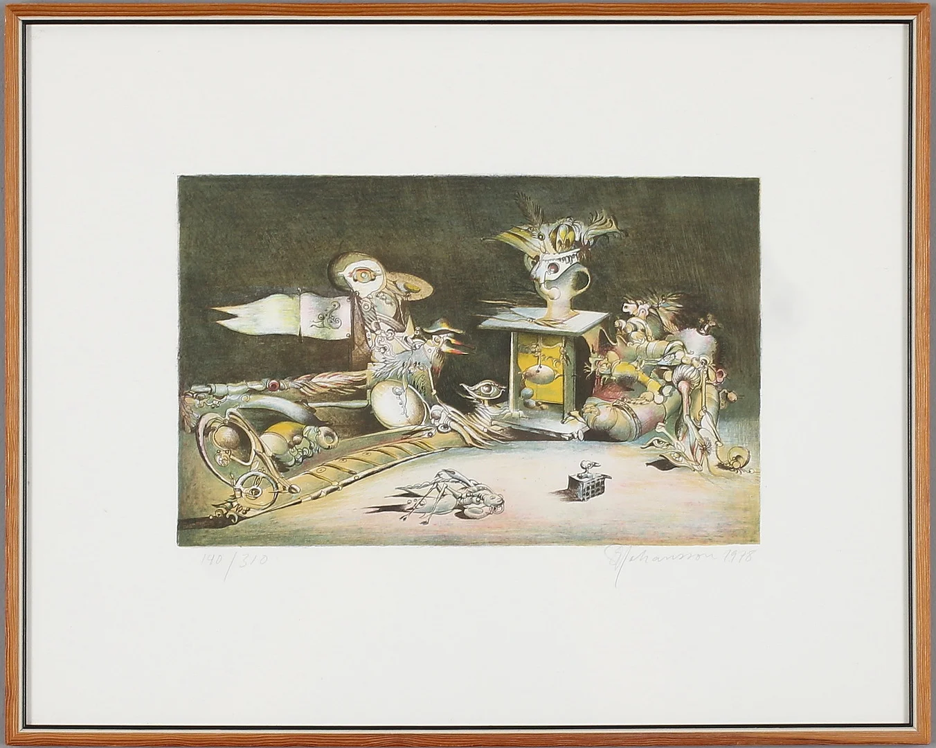 SVEN ERIK JOHANSSON. "Skåp med blommor", färglitografi, signerad, numrerad 140/310 och daterad 1978. — Engravings & Prints — Stadsauktion Sundsvall