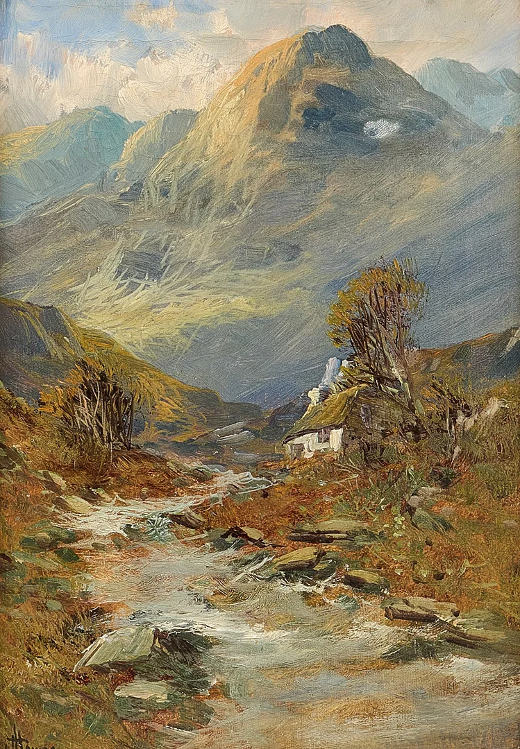 OIDENTIFIERAD KONSTNÄR. Oljemålning, signerad, Alplandskap. — Paintings — Metropol Auktioner