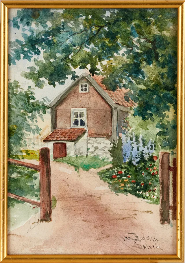 CONNY BURMAN (1831-1912). Landskap från Drottningholm och Dalarö, 5 st, signerade, akvarell på papper.