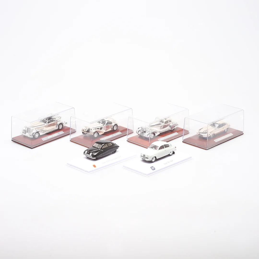 MODELLBILAR, 6 st, plast, Saab, Jaguar mfl, modern tillverkning. — Toys — Garpenhus Auktioner