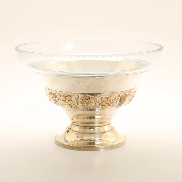 SKÅL, nysilver och glas, märkt N.F.S.
