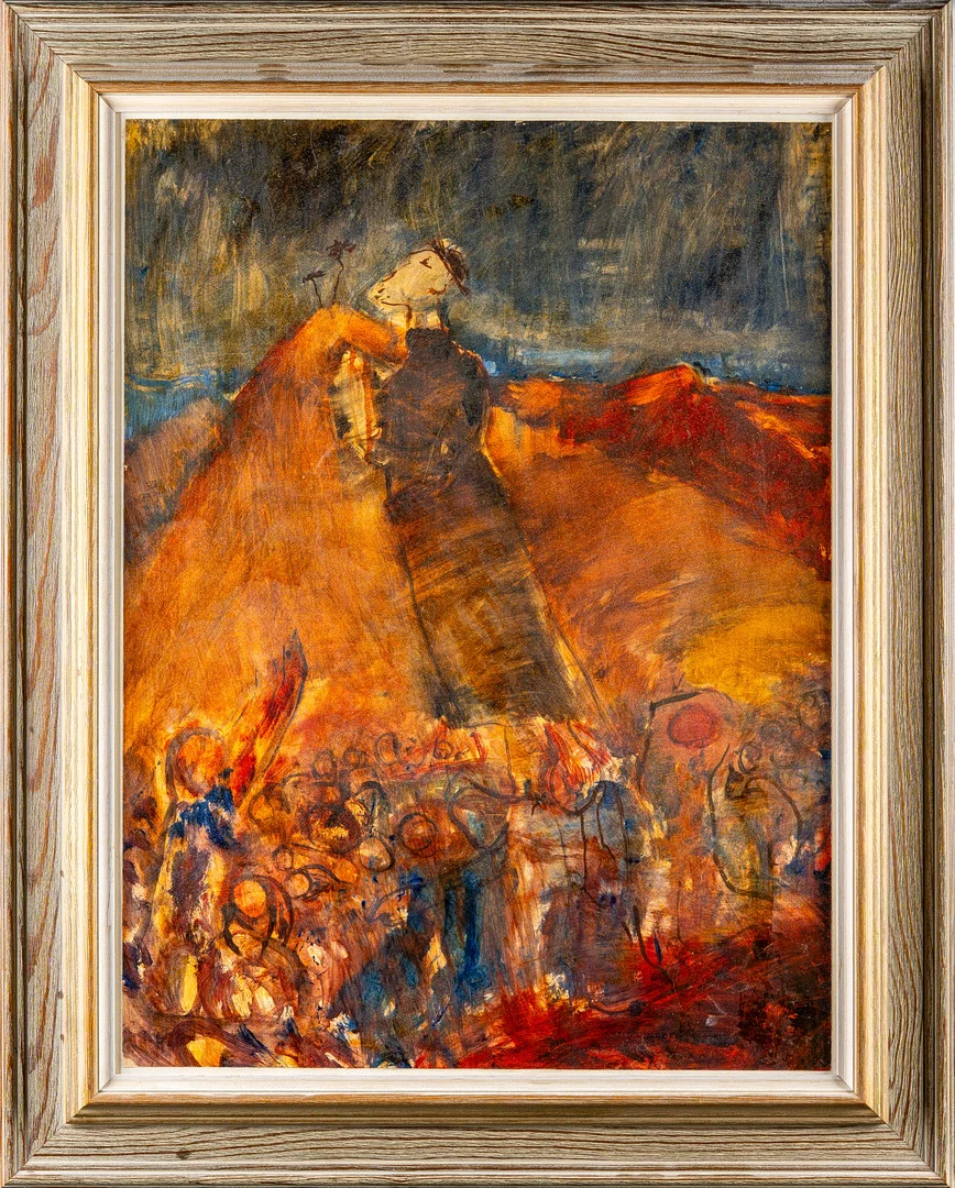STIG EVERT LINDBERG. Olja på pannå "MUNKEN" Signerad. — Paintings — Norrlands Auktionsverk