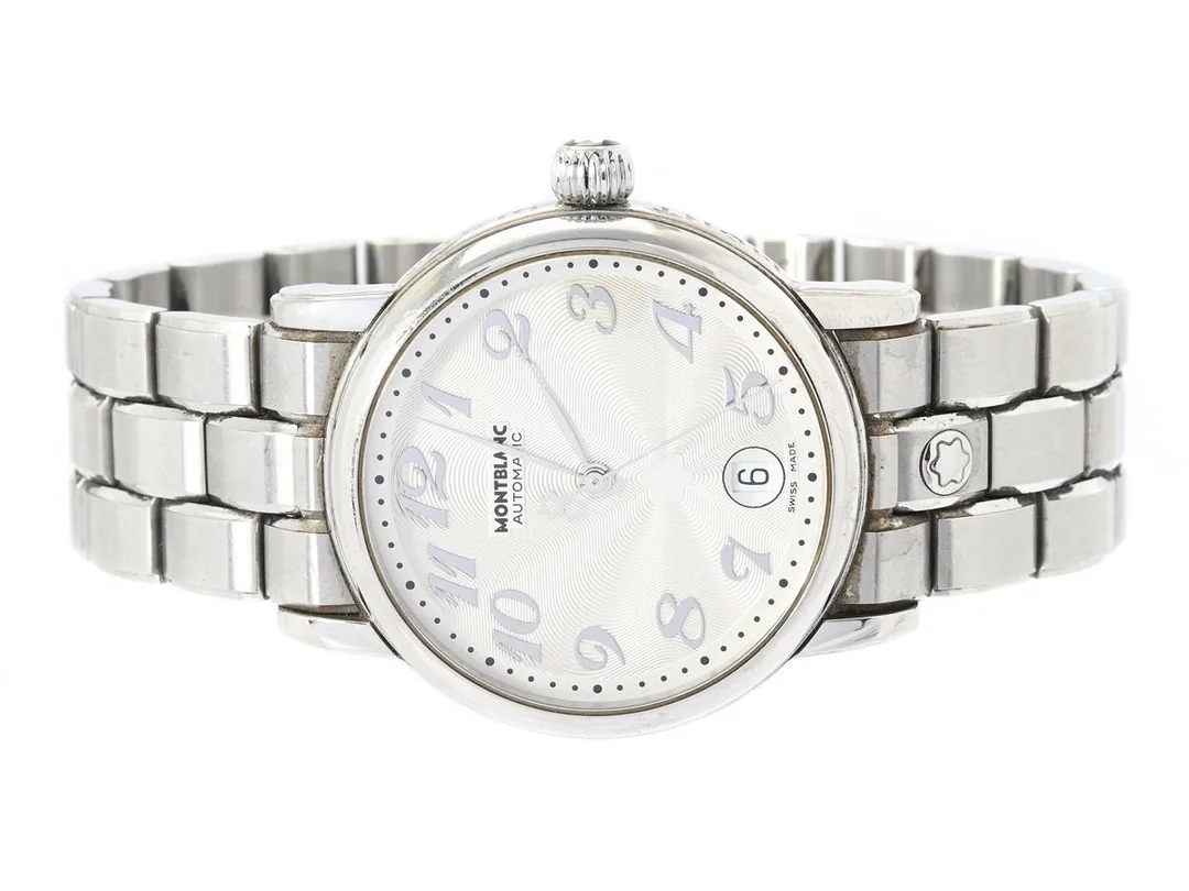 MONTBLANC, Star, Cal 4810 401 (ETA 2892A2), Serie nr. BG 066080, Boett nr. 7042, herrur, 36 mm, stål, quartz, safirglas, datum, originallänk, viklås, ca 2010. — Klockor/Montblanc — Kaplans