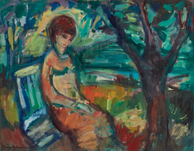 Mathisen, Jens — Kvinne på benk, 1971