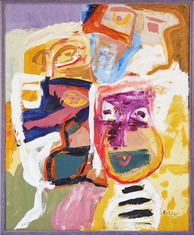 IMRE ANTONYI. Figurkomposition, olja på duk.