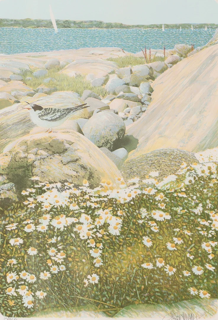 GÖRAN HAHNE. Skärgårdsmotiv, färglitografi, signerad. — Engravings & Prints — Helsingborgs Auktionskammare