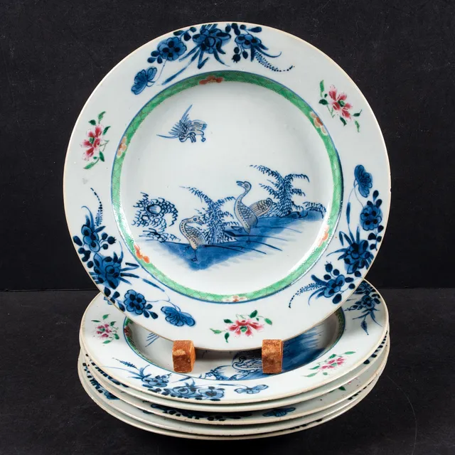 TALLRIK, kompaniporslin, Kina, Qingdynastin, Qianlong. 6 st.