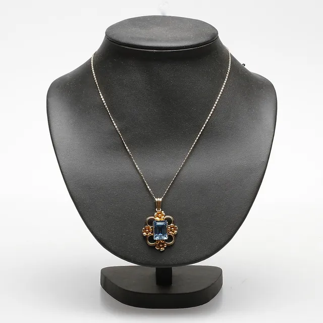 HALSBAND, silver med blå sten, 1900-talets mitt.