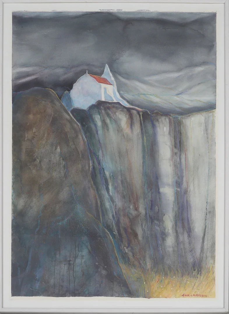 AINA LARSSON. Akvarell, signerad ,"Gudshuset på Urberget". — Paintings — Södermanlands Auktionsverk
