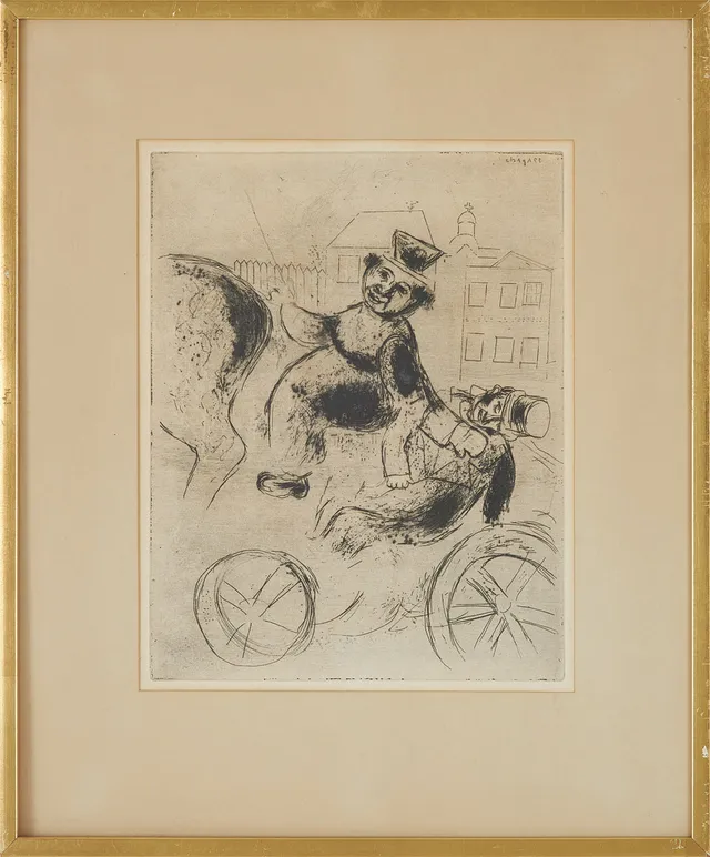 MARC CHAGALL. ur Gogol: "Les Ames Mortes", etsning / torrnål, signerad i trycket.