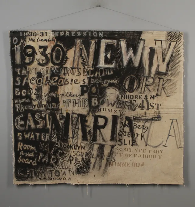 GÖSTA WERNER. "1930 New York". Signerad och daterad 66-81. Oljemålning på segelduk.