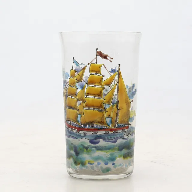 JOSEP MARIA GOL. Glass depicting a boat.