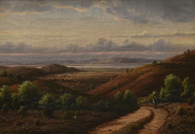 UBEKENDT KUNSTNER, Landskabsmaleri, Himmelbjerget, olie på lærred. Danmark, 19. årh.