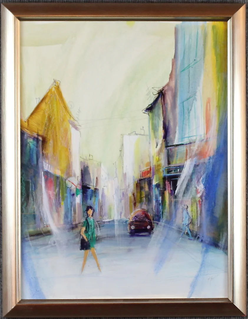 ARNE ANDERSON. stadsbild, blandteknik på pannå, signerad. — Paintings — Höganäs Auktionsverk