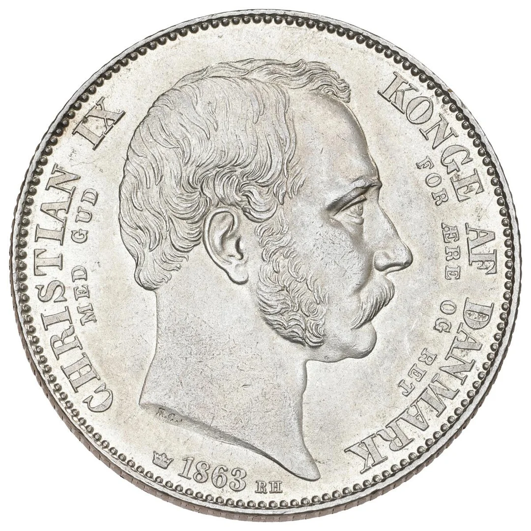 Christian IX, 2 rigsdaler 1863 RH, “Accession”, H 3 — Coins, Medals & Banknotes/Denmark/Christian IX, 1863–1906 — Bruun Rasmussen