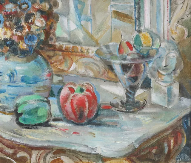 JULES SCHYL. OLJA PÅ DUK, STILLEBEN. SIGNERAD.