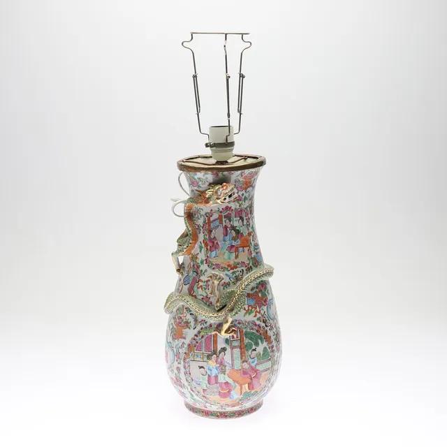 BORDSLAMPA/VAS, porslin, Kina, 1800-/1900-tal.