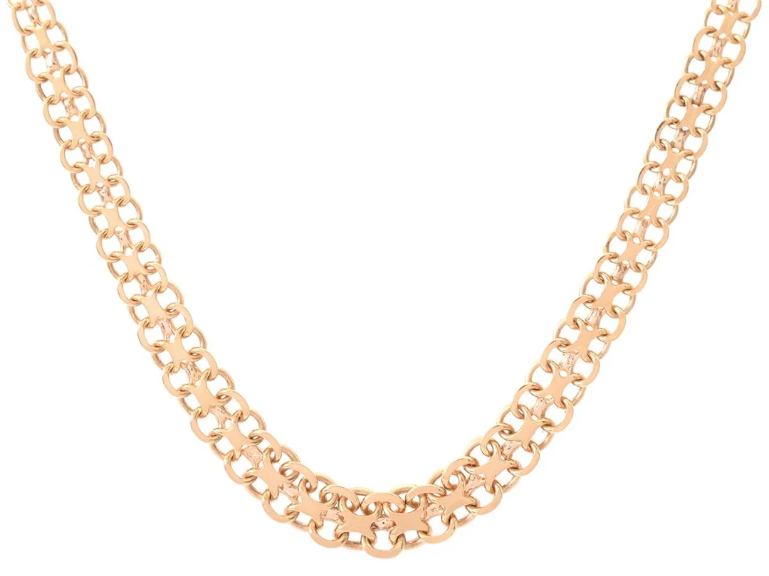 COLLIER, 18K guld, doserad X-länk, 5-8 mm, längd 42 cm, vikt 16,7 g. — Smycken/Collier — Kaplans