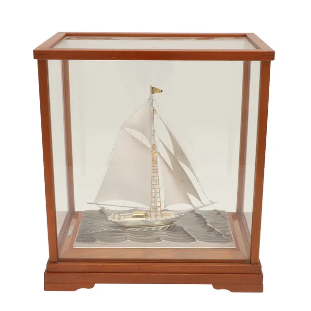 A CASED STERLING SILVER YACHT BY TAKEHIKO.