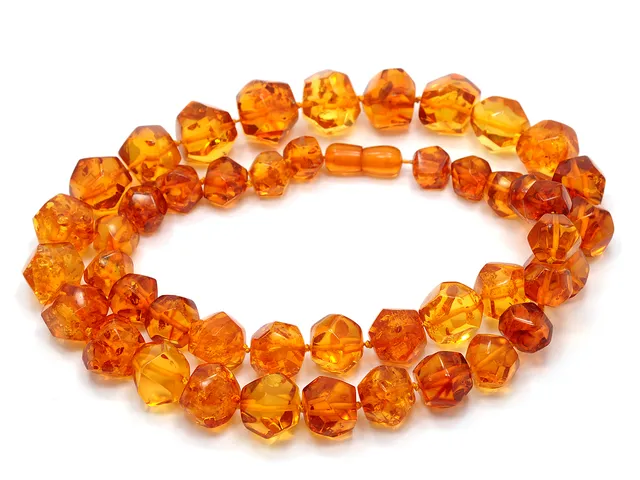 COLLIER, facetterad bärnsten L= 70 cm