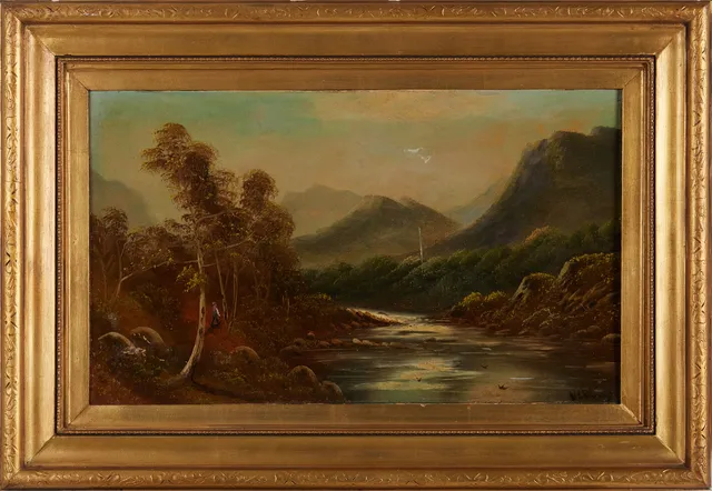 OIDENTIFIERAD KONSTNÄR. Landskap, England, olja på pannå, signerad W. Collins.