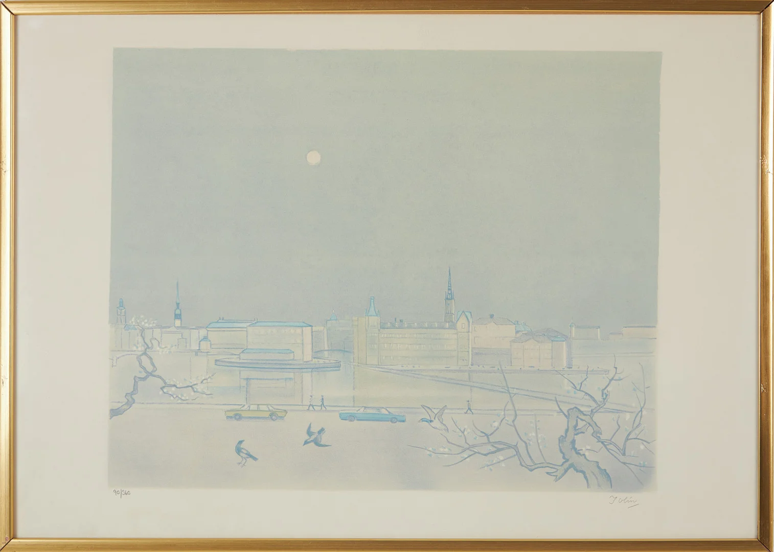EINAR JOLIN. färglitografi, Stockholmsmotiv, signerat samt numrerat 90/360. — Engravings & Prints — Stockholms Auktionsverk Magasin 5
