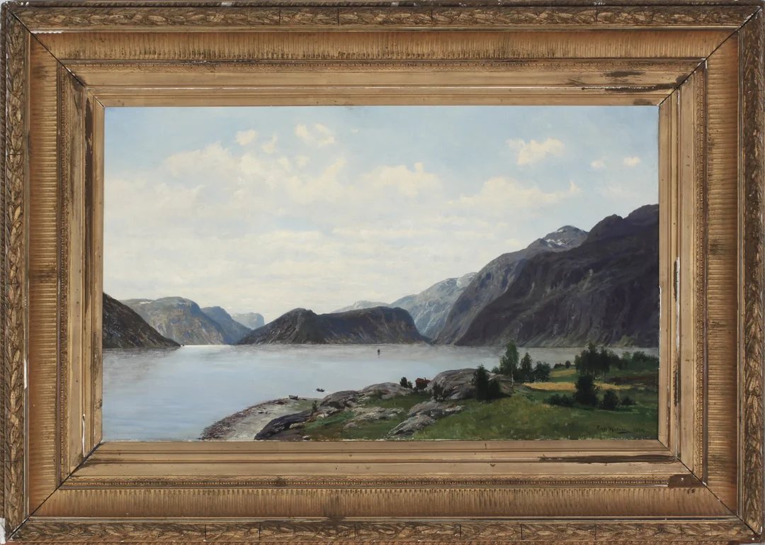 Nielsen, Carl — Fjordlandskap, 1882 — Kunst/Maleri — Blomqvist