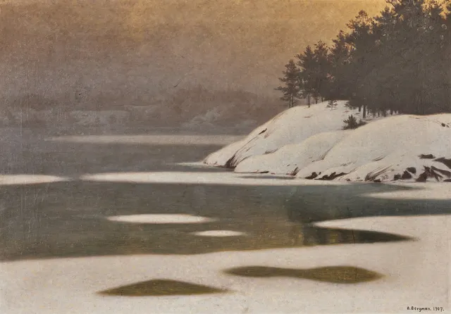 OSKAR BERGMAN. "Skärgårdslandskap i vinter".