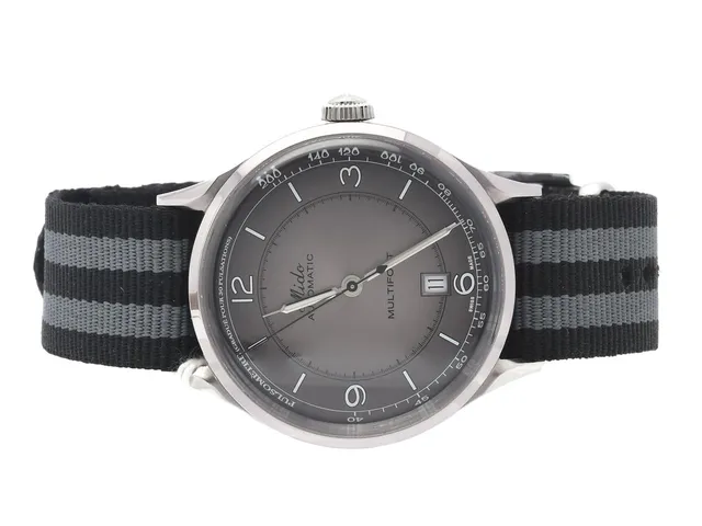 Mido, Multifort, herrur, stål 40mm, automatisk, safirglas, datum, skelettboett, armband i nylon, refnr: M040407Asnr: PLMLM6HU3, med extra läderband, garantikort i box samt ytterkartong