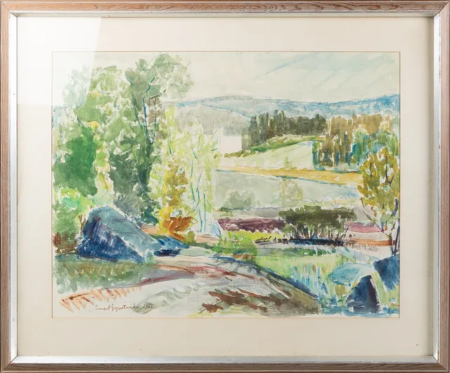LENNART SEGERSTRÅLE. akvarell, landskapsmotiv, 1962.