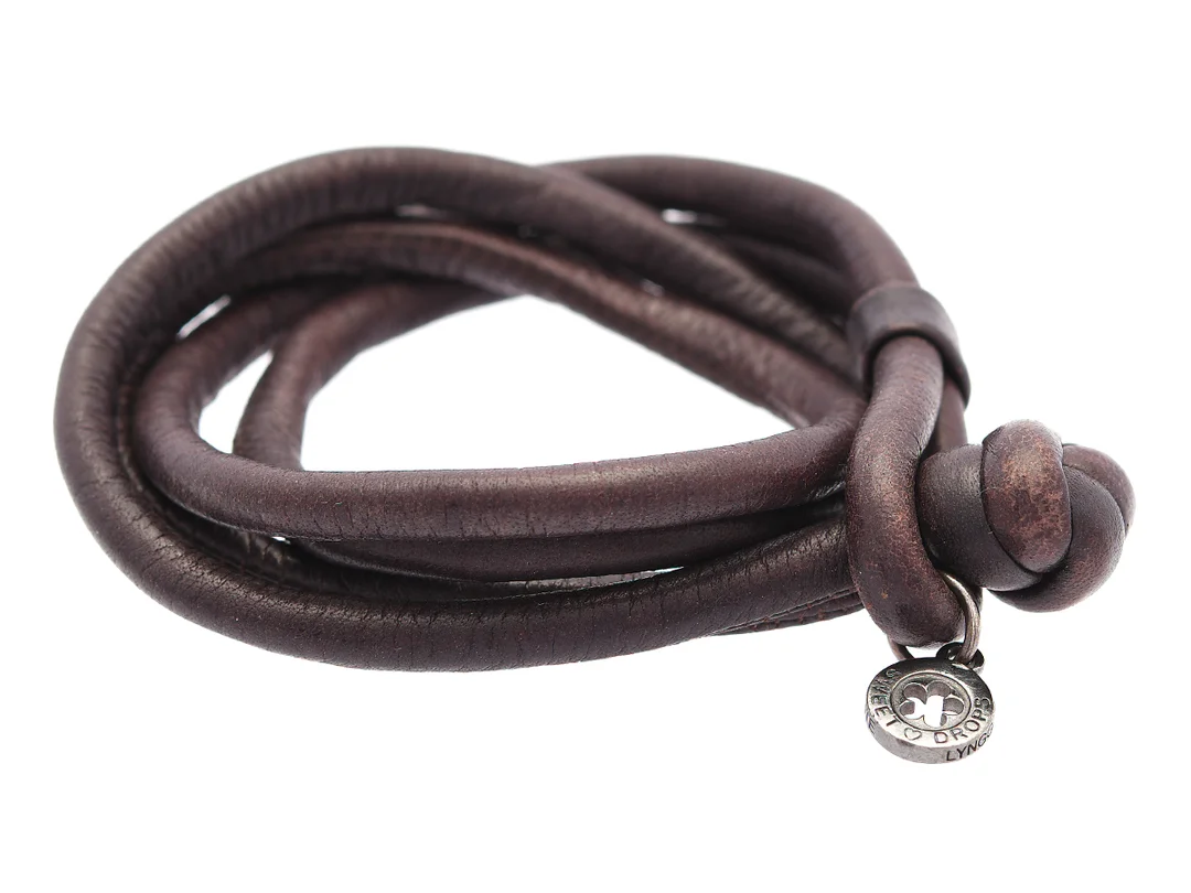 OLE LYNGGAARD, armband, Sweet drops, brunt läder, längd 37 cm. — Smycken/Armband — Kaplans